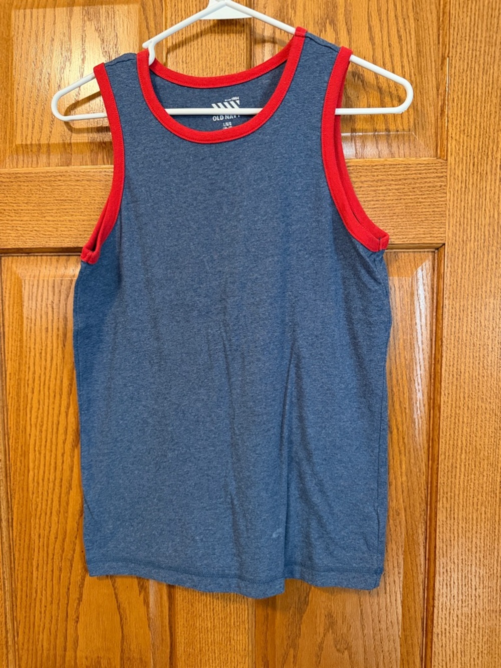 Old Navy Heather Navy Tank with Red Trim